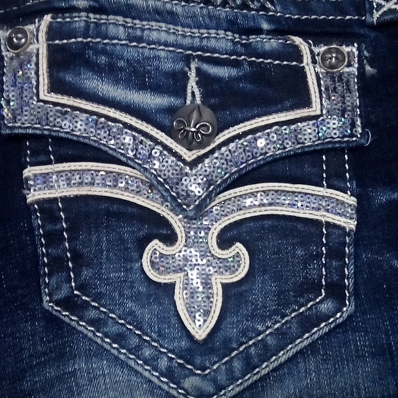 Rock Revival Women's 26 Essie Skinny Embellished Shimmer Dark Fade NWOT - Picture 2 of 9